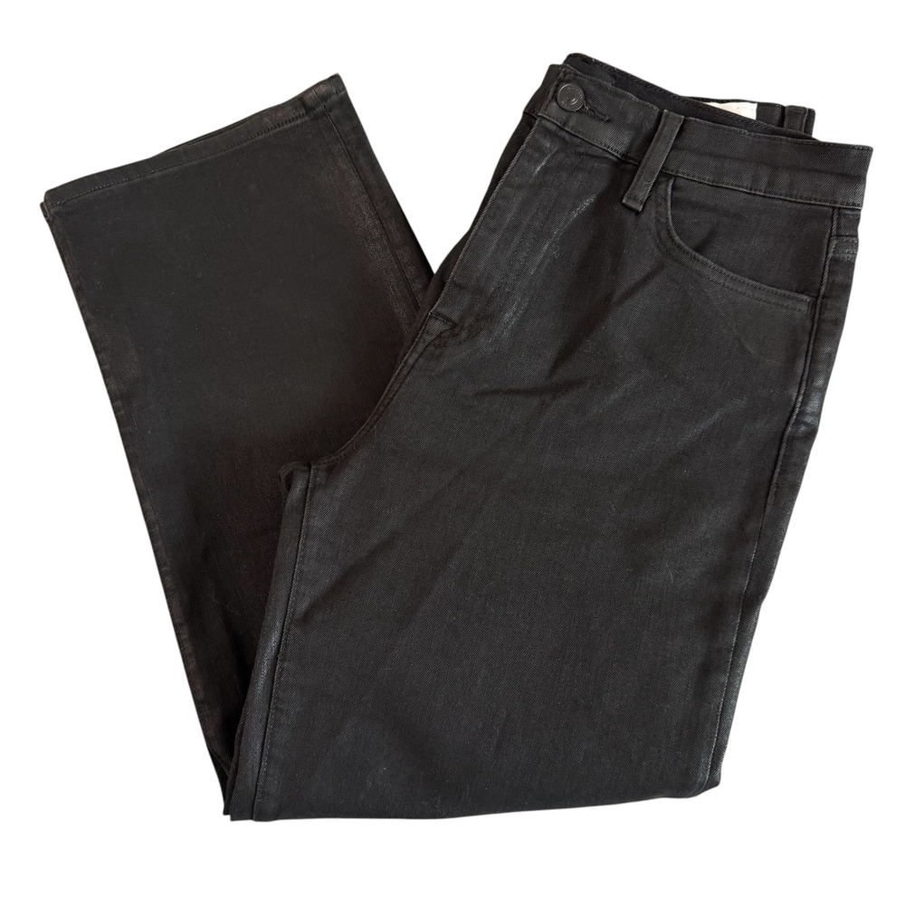 Hudson 29x25 Black Noa High Rise Coated Straight Crop Women's Jeans NWT